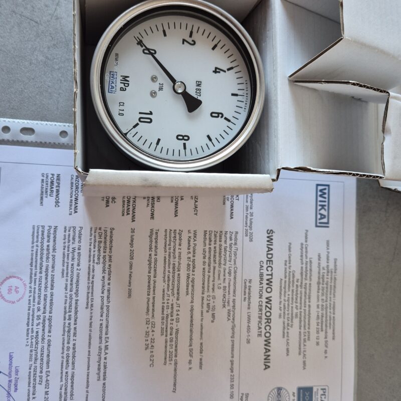 Manometr 233.50.100 0…10 MPa G1/2 z Wzorcowaniem pod UDT do PPOŻ - na Wynajem